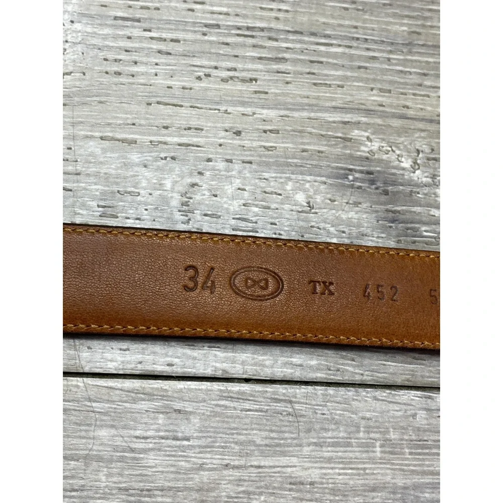 Trafalgar Kango Calf Belt Mens 34 Brown Leather Handmade‎ USA Dress Buckle